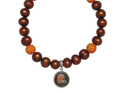 Cleveland Browns Stretch Pearl & Crystal Bracelet 7732438204476