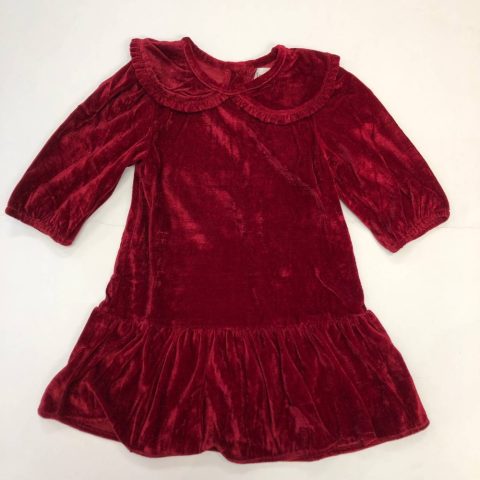 Girls’ Velvet Twirl Dress In Cranberry
