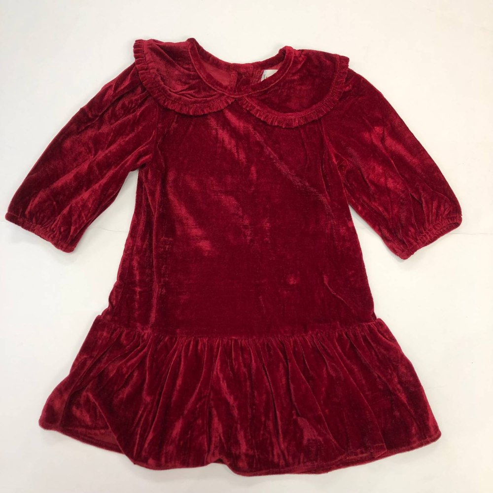 Girls’ Velvet Twirl Dress In Cranberry