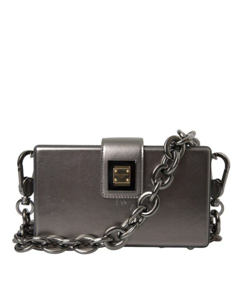 Dolce & Gabbana Metallic Calfskin Leather DG BOX Shoulder Women’s Bag (Pre-Owned) 7732445020220