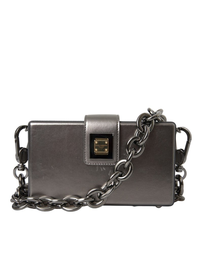 Dolce & Gabbana Metallic Calfskin Leather DG BOX Shoulder Women’s Bag (Pre-Owned) 7732445020220