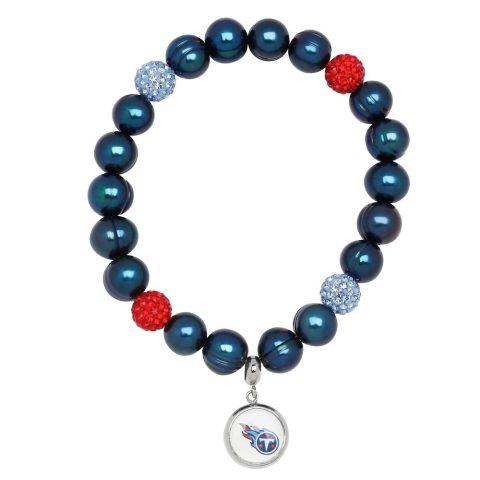 Tennessee Titans Stretch Pearl & Crystal Bracelet In Blue 7732448854076