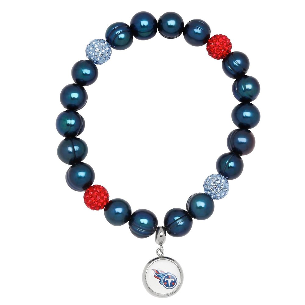 Tennessee Titans Stretch Pearl & Crystal Bracelet In Blue 7732448854076