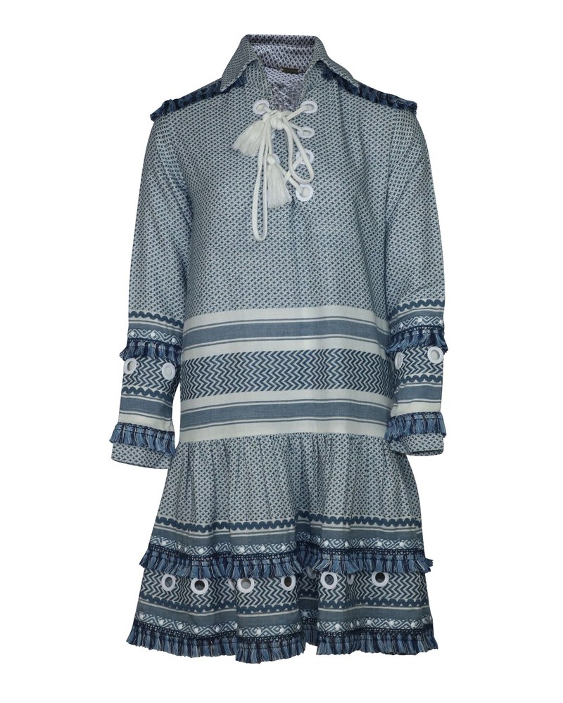 Dodo Bar Or Gadielle Tassel-Embellished Dress in Blue Cotton
