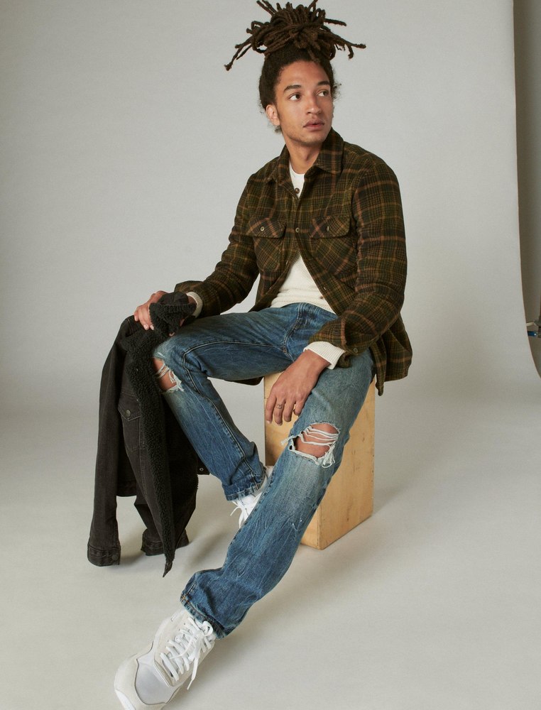 Lucky Brand Men’s Buffalo Plaid Knit Shirting