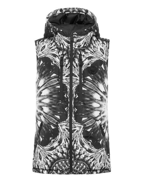 Nylon Puffer Vest Optical Flower