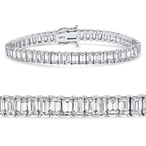 22.50Ct Emerald Diamond Tennis Bracelet 14k White Gold 7