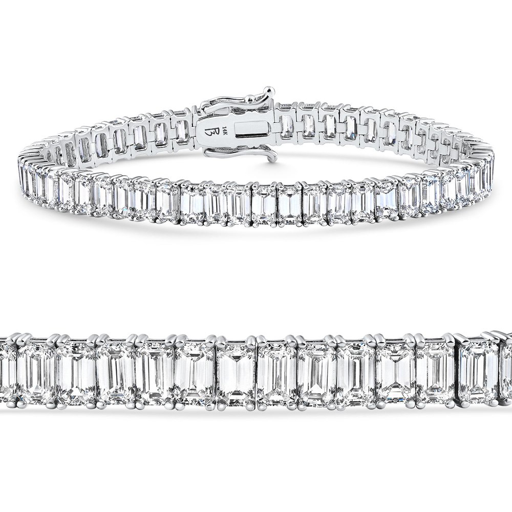 22.50Ct Emerald Diamond Tennis Bracelet 14k White Gold 7