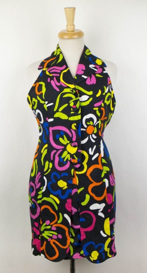 MOSCHINO COUTURE X JEREMY SCOTT Women’s Floral Print Halter Neck Dress