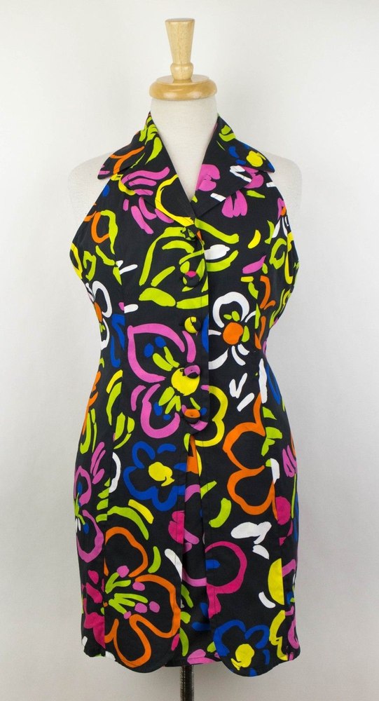MOSCHINO COUTURE X JEREMY SCOTT Women’s Floral Print Halter Neck Dress