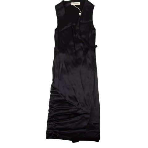 Black Satin Tie Dress