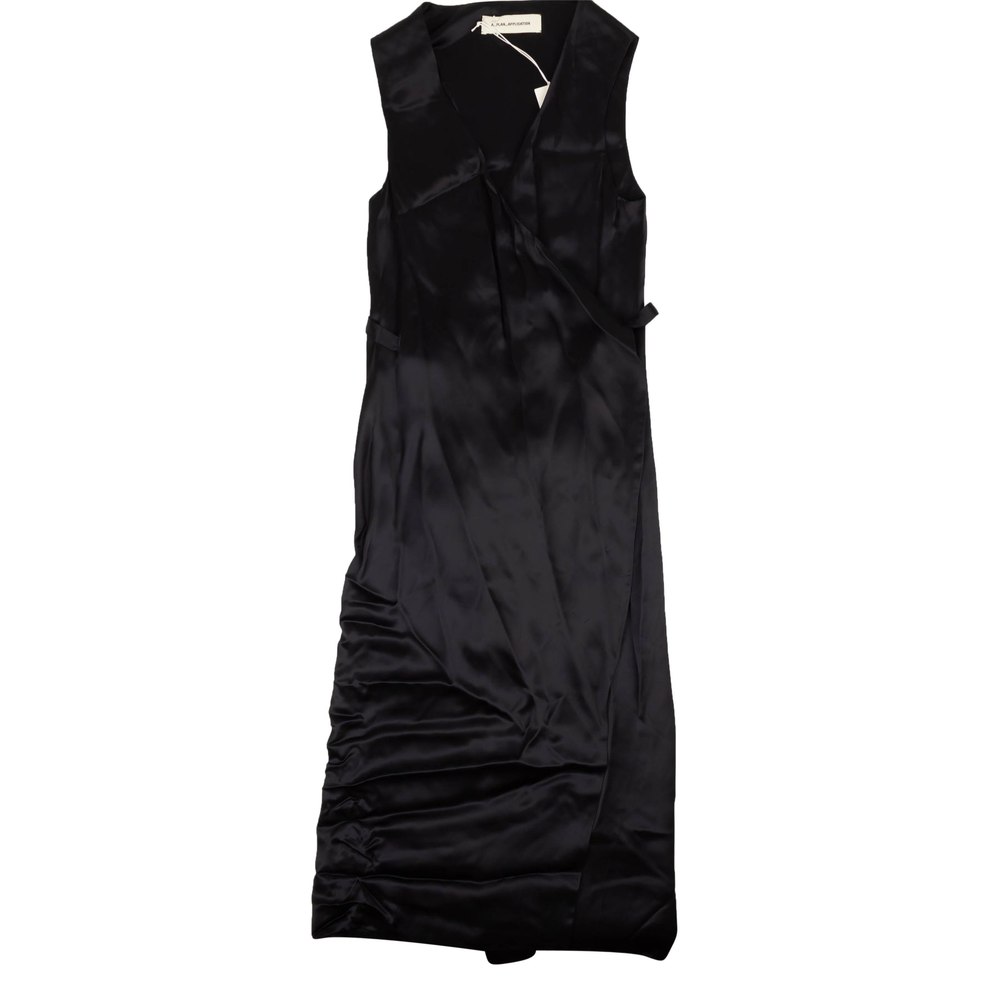 Black Satin Tie Dress