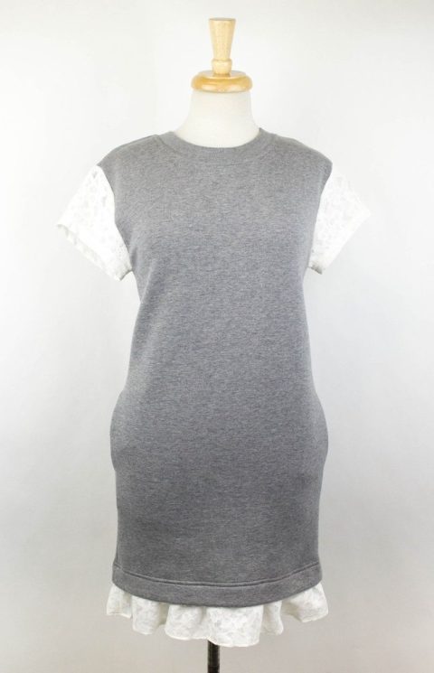 MOSCHINO BOUTIQUE Women’s Gray And White Ruffle Hem Dress