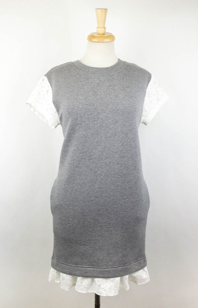 MOSCHINO BOUTIQUE Women’s Gray And White Ruffle Hem Dress