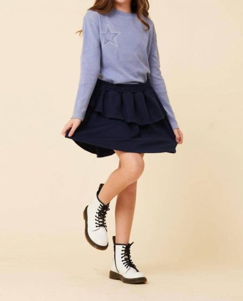 Girl’s Layered Skirt In Navy