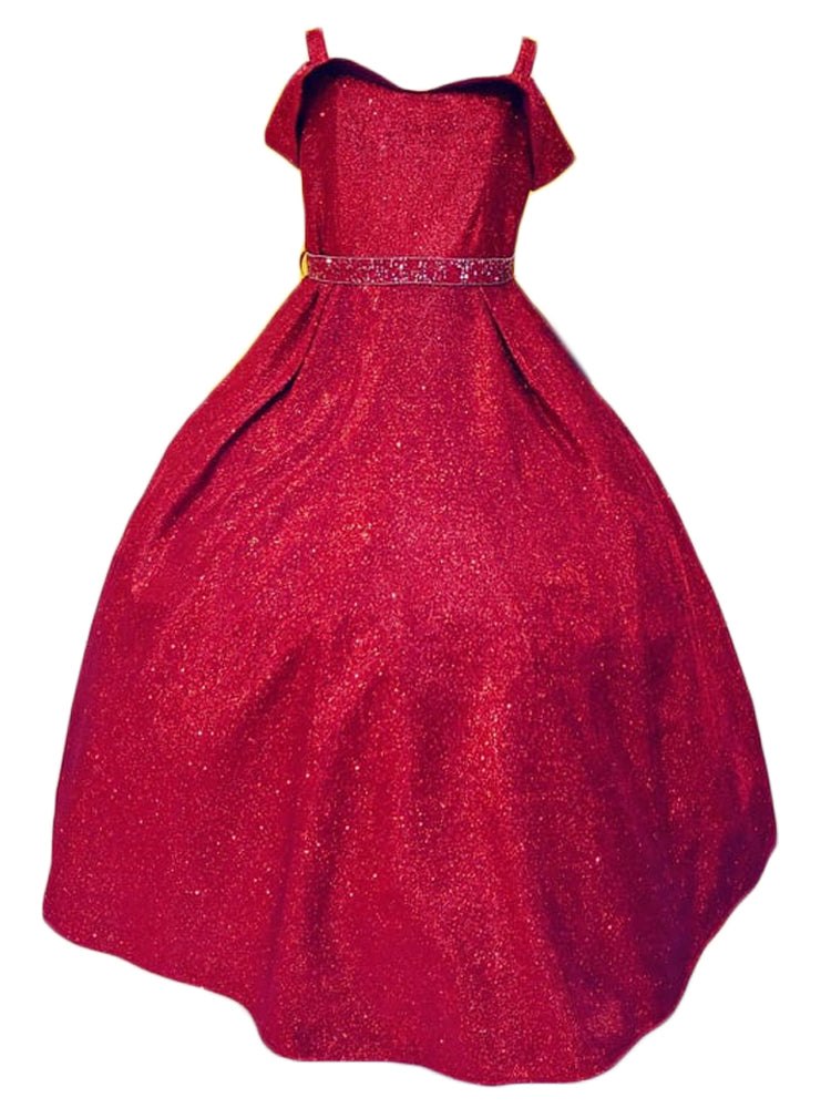 Girls Midnight Blue Metallic Off Shoulder Flower Girl Dress Size 2