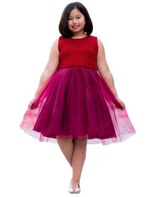 Big Girls Tulle Velvet Trim Junior Bridesmaid Dress Plus Sizes 14.5-20.5
