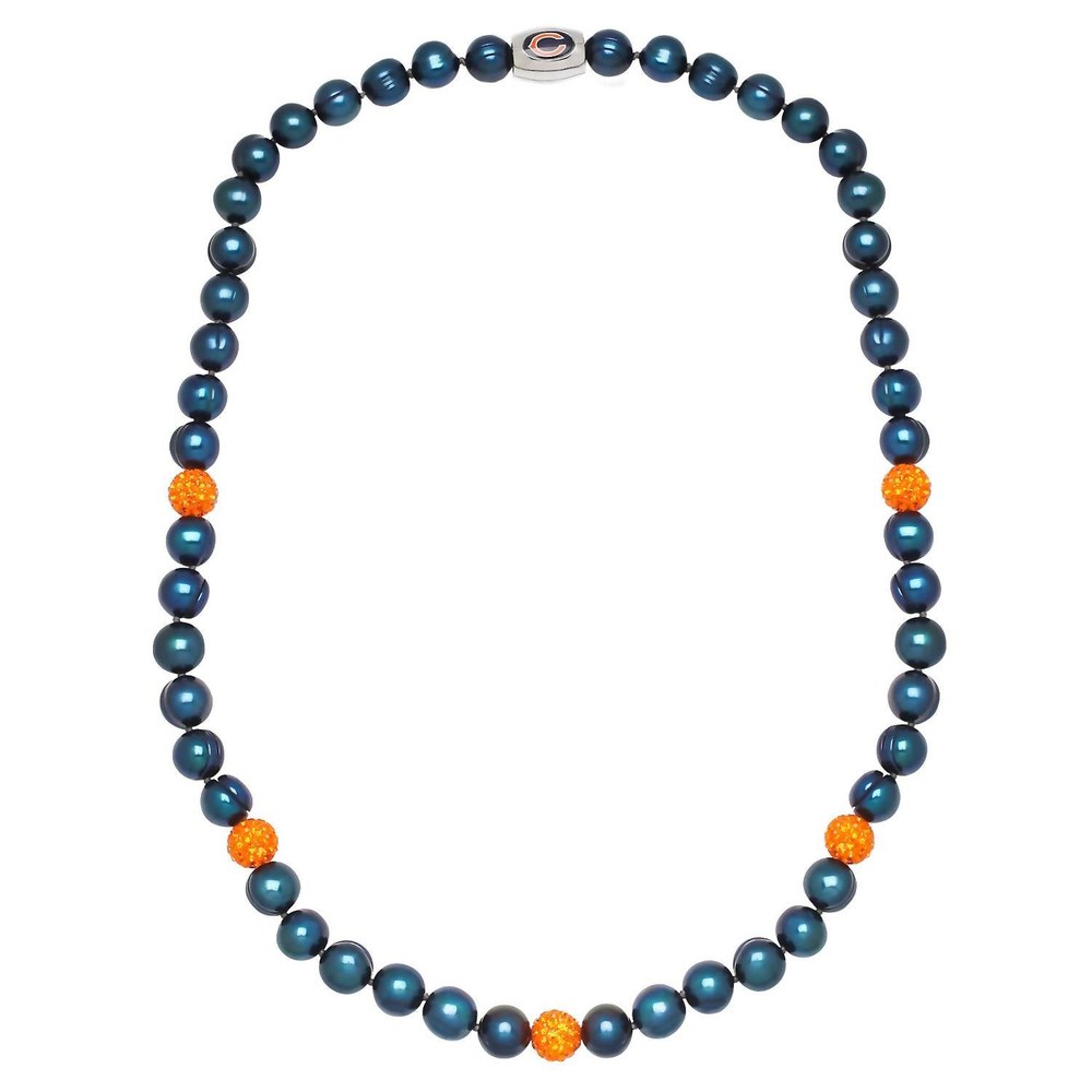 Chicago Bears Pearl & Crystal Necklace In Blue 7732453408828