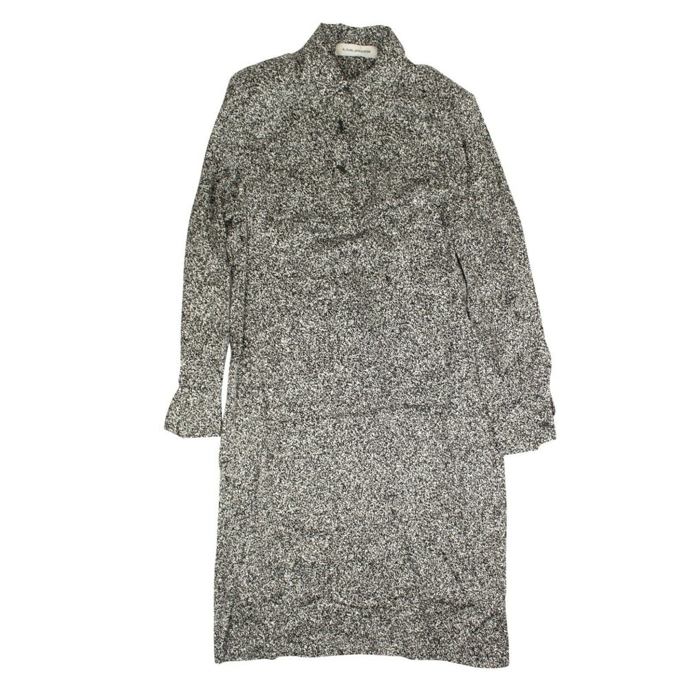 Women’s Black And White Long Sleeve Midi Shirt Dress
