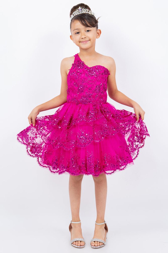 Girls One Shoulder Multi Layered Tulle Dress 4-16