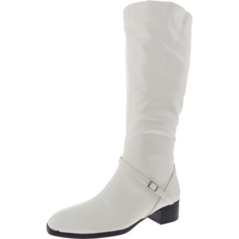 RHIANAH Buckle Faux Leather Knee-High Boots