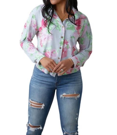 Thinking On It Open Back Floral Top In Grey 7732458487868