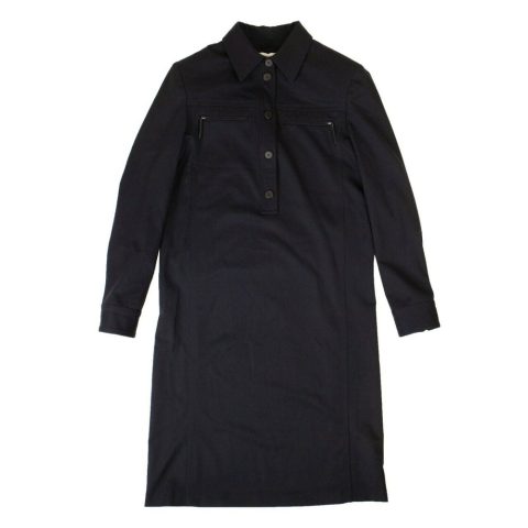 Navy Blue Wool Chemisier Dress