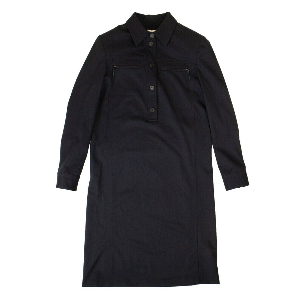 Navy Blue Wool Chemisier Dress
