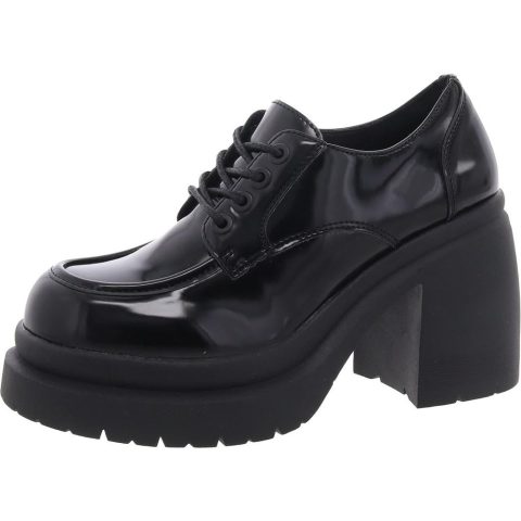 Patent Leather Block Heel Loafers