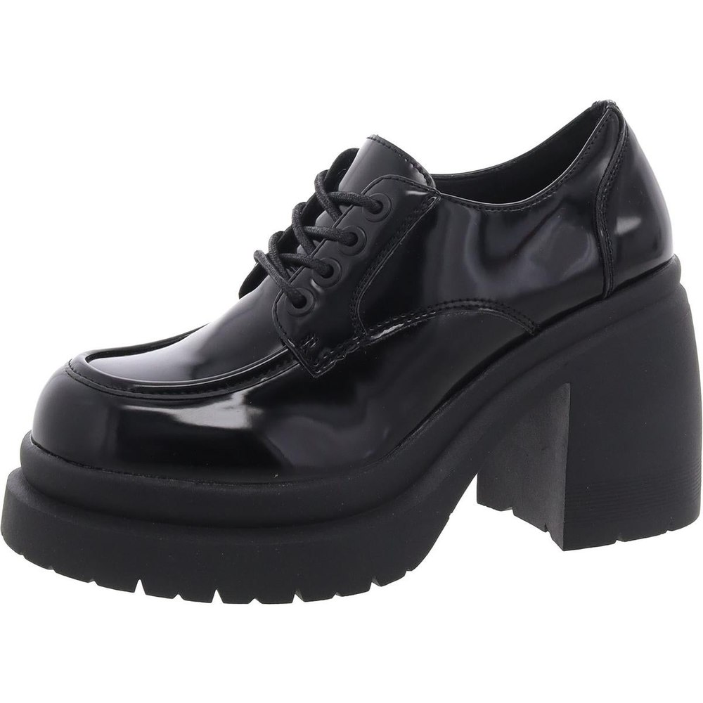 Patent Leather Block Heel Loafers