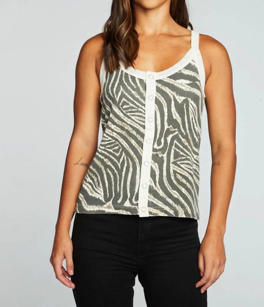Recycled Vintage Rib Tank In Zebra Print