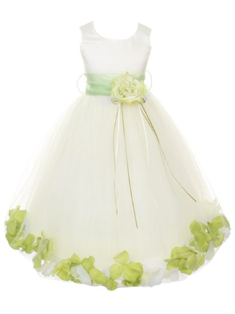 Big Girls Ivory With Sash Petal Junior Bridesmaid Plus Size Dress, Sizes 16.5-20.5