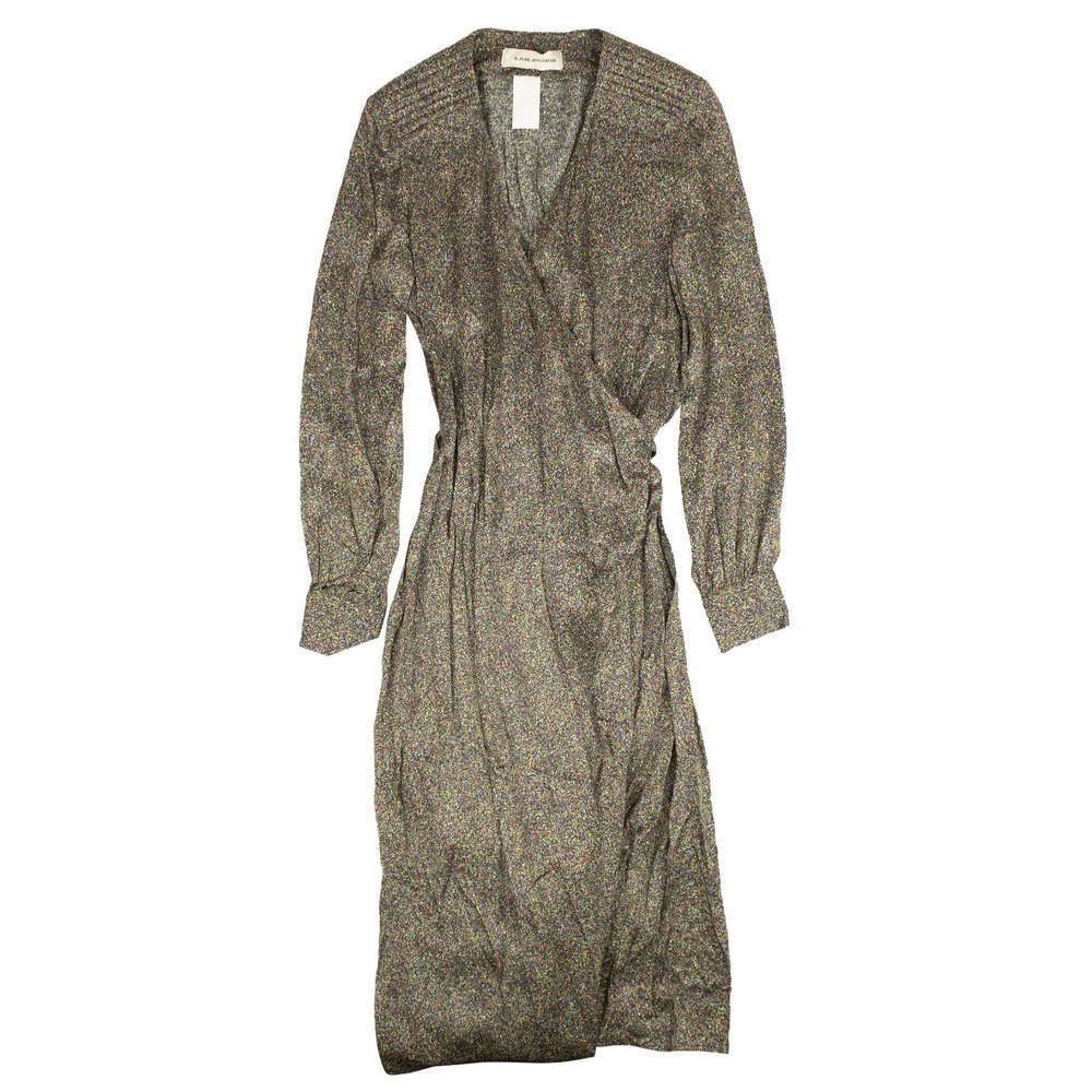 Multicolor Wrap Long Sleeve Dress
