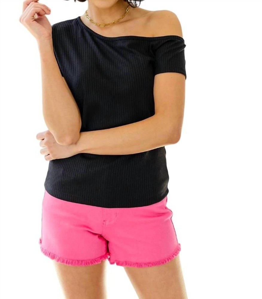 Surely Yours Asymmetrical Neckline Top In Black 7732470480956