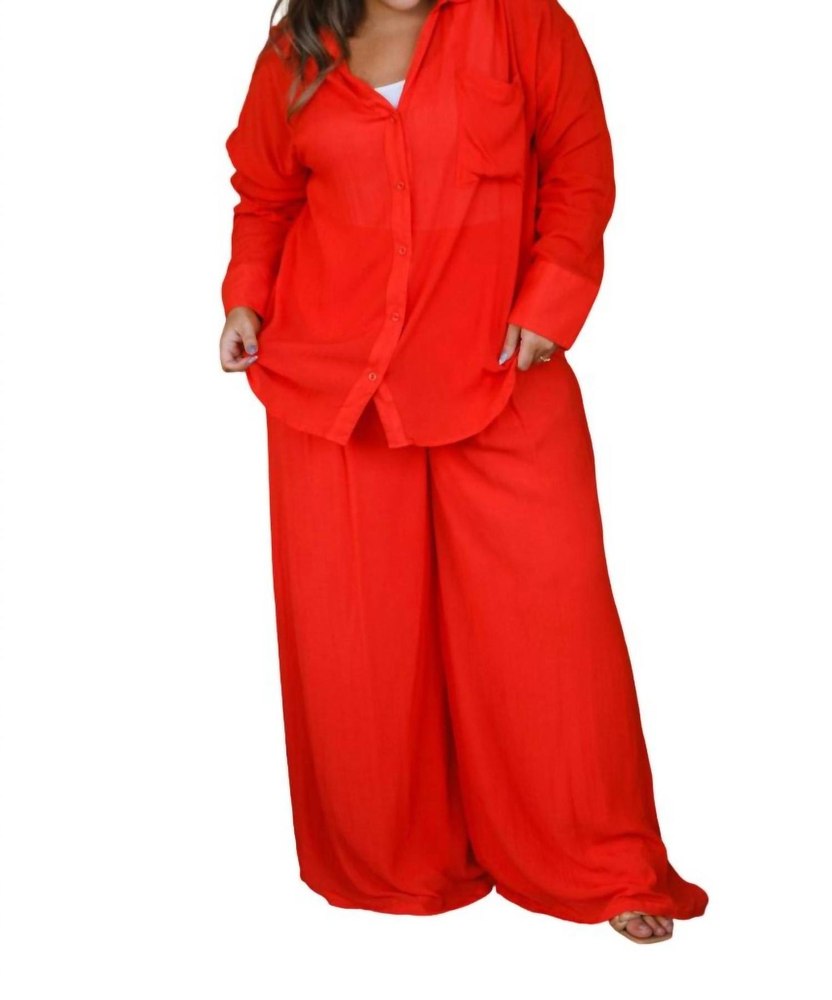 Not So Subtle Button Down Top In Red