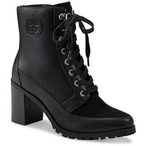 Keegann Faux Leather Pointed Toe Combat & Lace-Up Boots