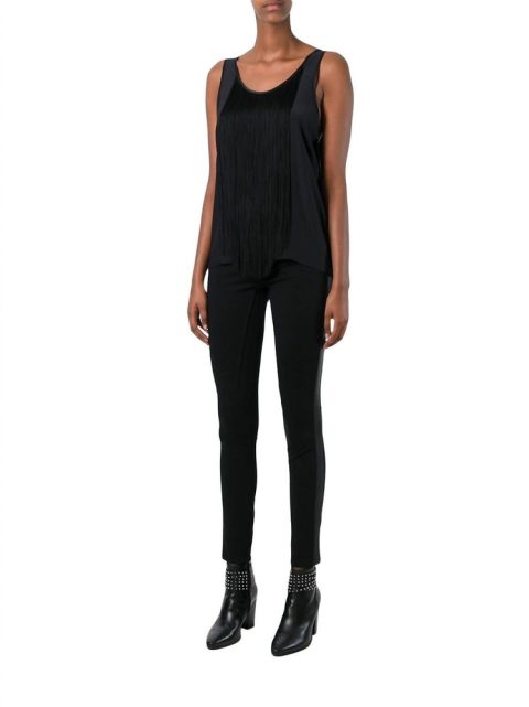 Silk Fringe Top In Black