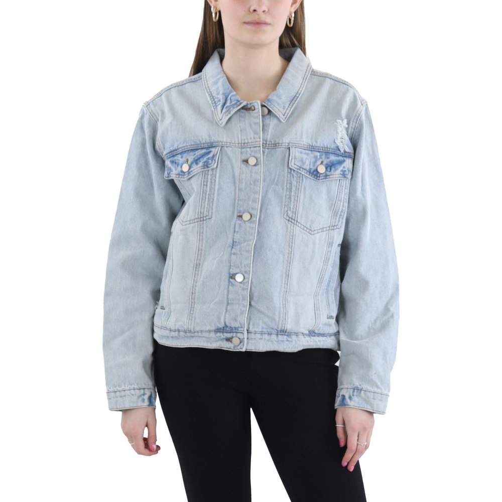 Crochet Back Ripped Denim Jacket