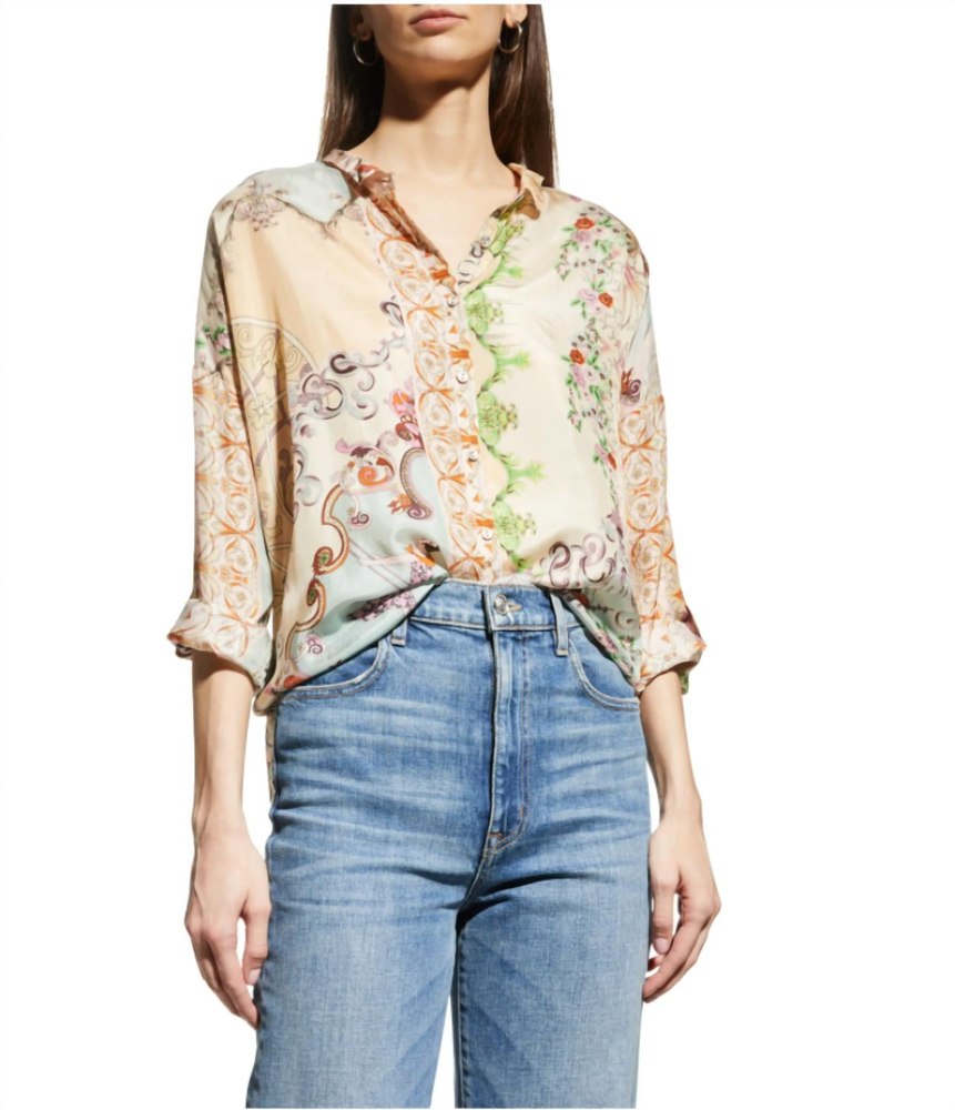 Downtown Seline Button Down Top In Multi 7732476969020