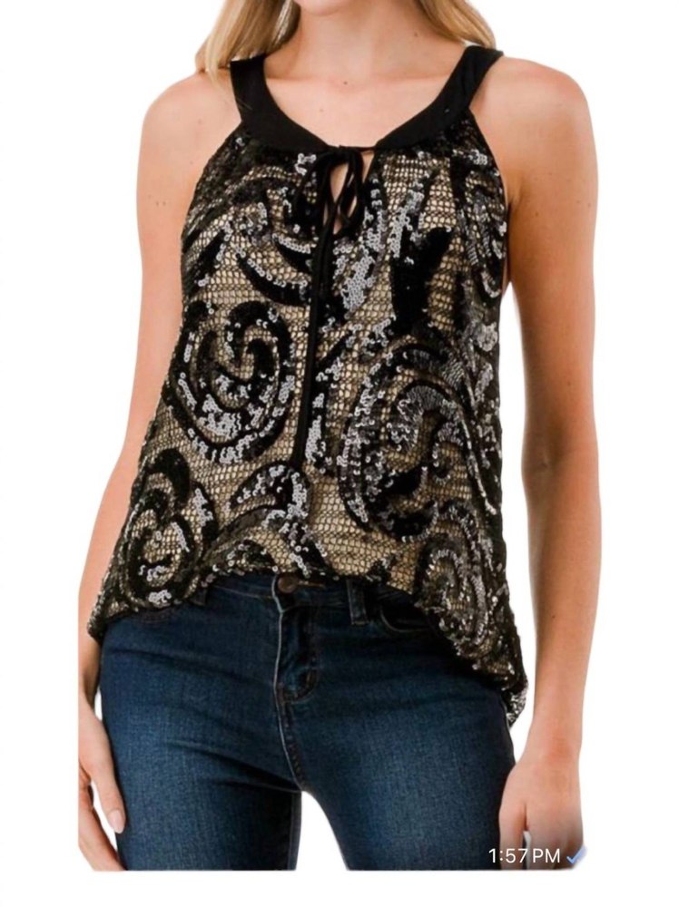 Ruth Cami Top In Black Sequin 7732476706876