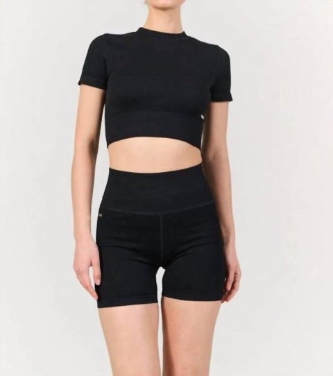 High Waisted Rib Short In Black