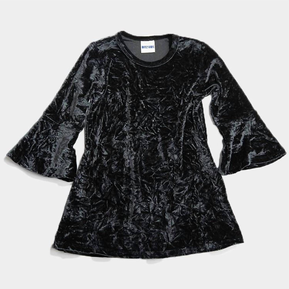 Girl’s Crushed Velvet Dress In Black