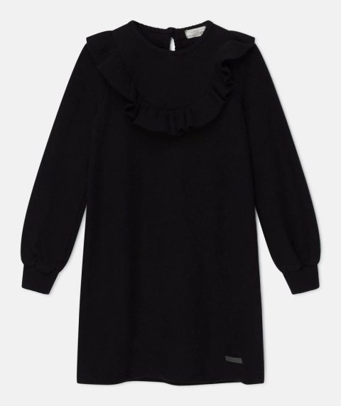 Kids Carol Knit Ruffle Dress In Black