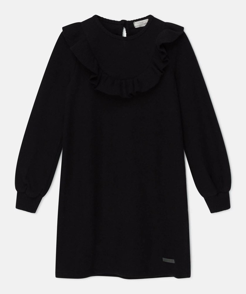 Kids Carol Knit Ruffle Dress In Black