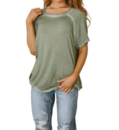 Mineral Wash T Shirt In Olive 7732478509116