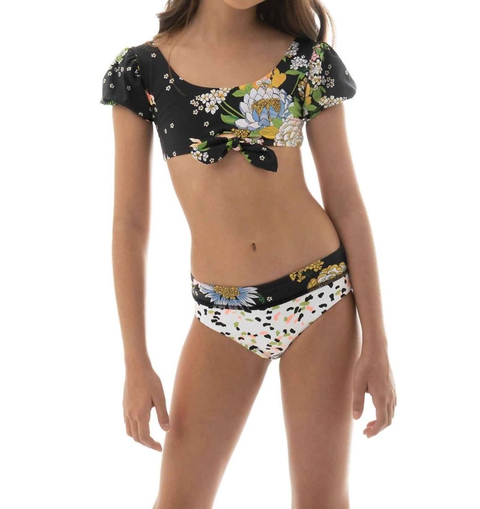 Girls Nights Bikini Set In Black Bouquet