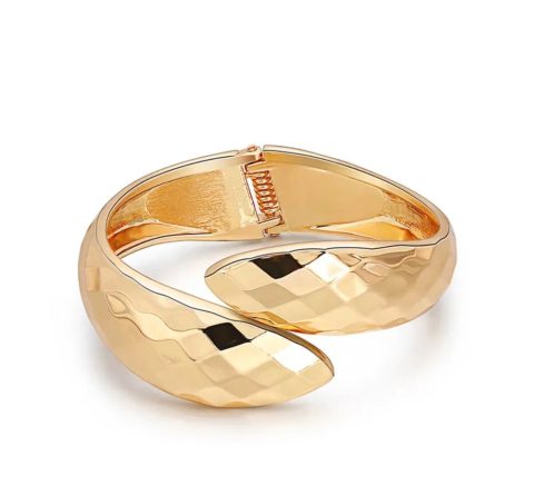 18K Gold Faceted Cuff Bangle
