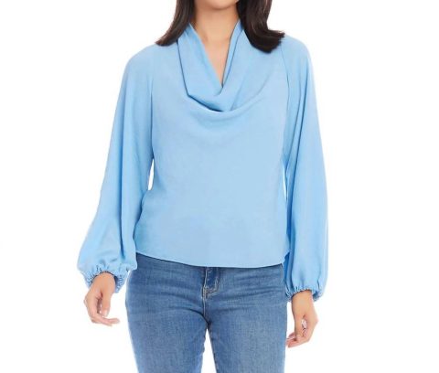 Cowl Neck Top In Blue 7732478181436