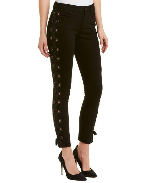 Women’s Lacy W25 Midway Skinny Lace Up Jeans Cropped In Black