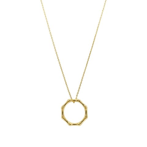 14k Gold Plated Bamboo Ring Necklace